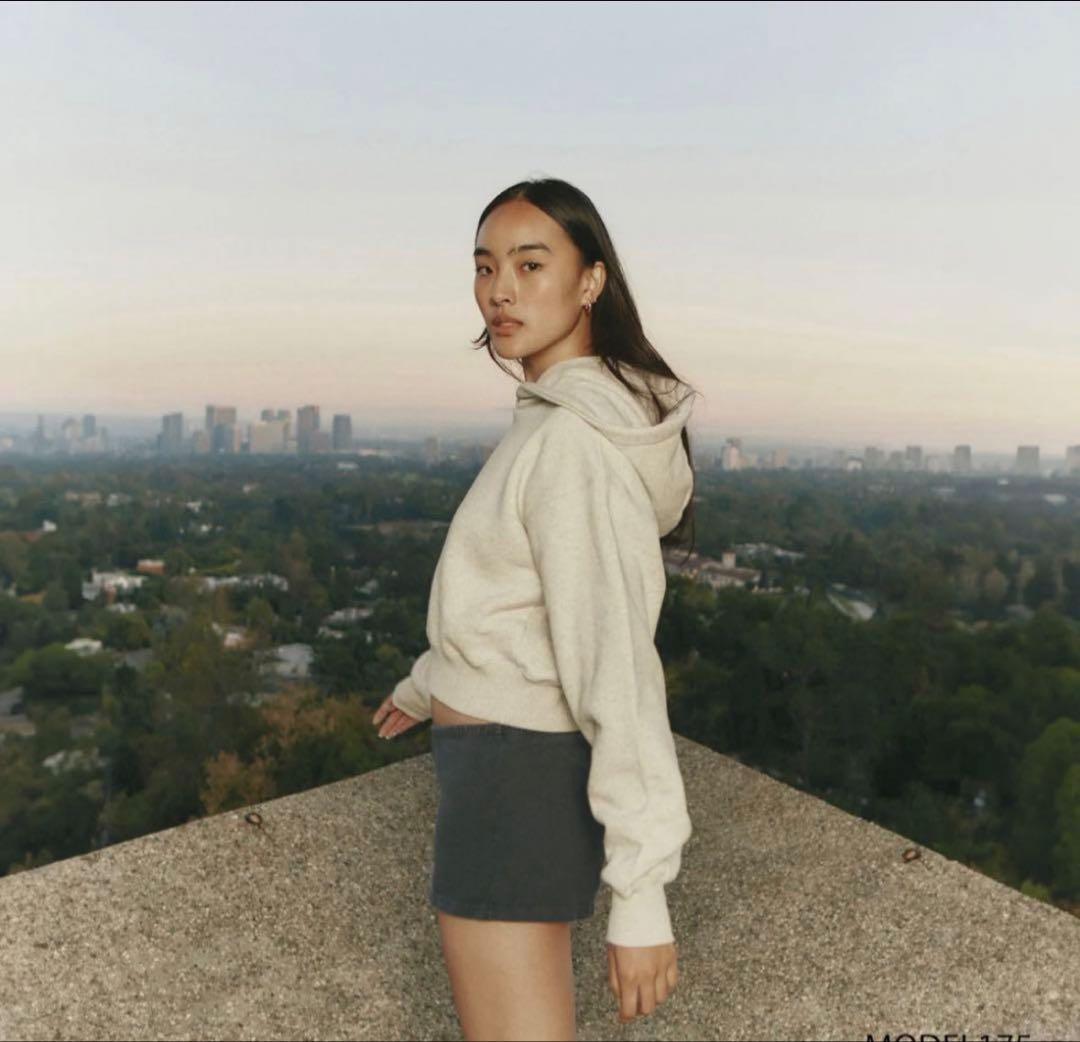 【シールームリン】Volume Sweat Shortフーディー　ヘザーグレー