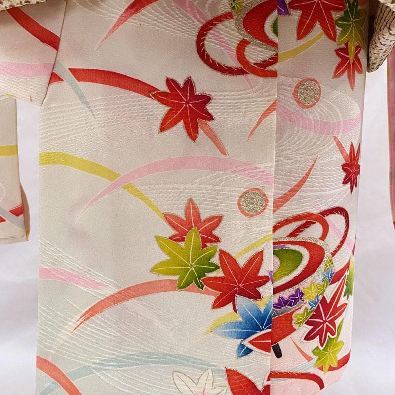 505ag82◎七五三 三歳 女の子 セミアンティーク着物のみ 駒鈴芝◎美品