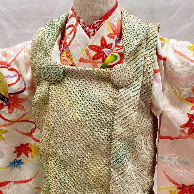 505ag82◎七五三 三歳 女の子 セミアンティーク着物のみ 駒鈴芝◎美品