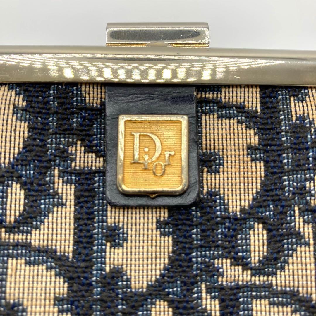 ✨美品✨ディオール トロッター柄 がま口 80年代ヴィンテージ ネイビー