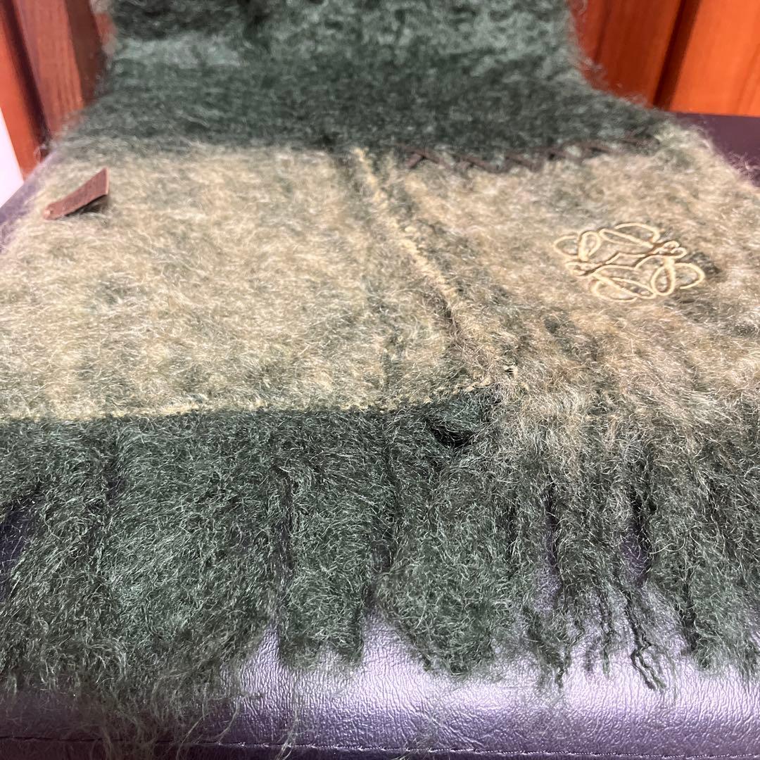 LOEWE アナグラム刺繍 マフラー　グリーン　ロエベ