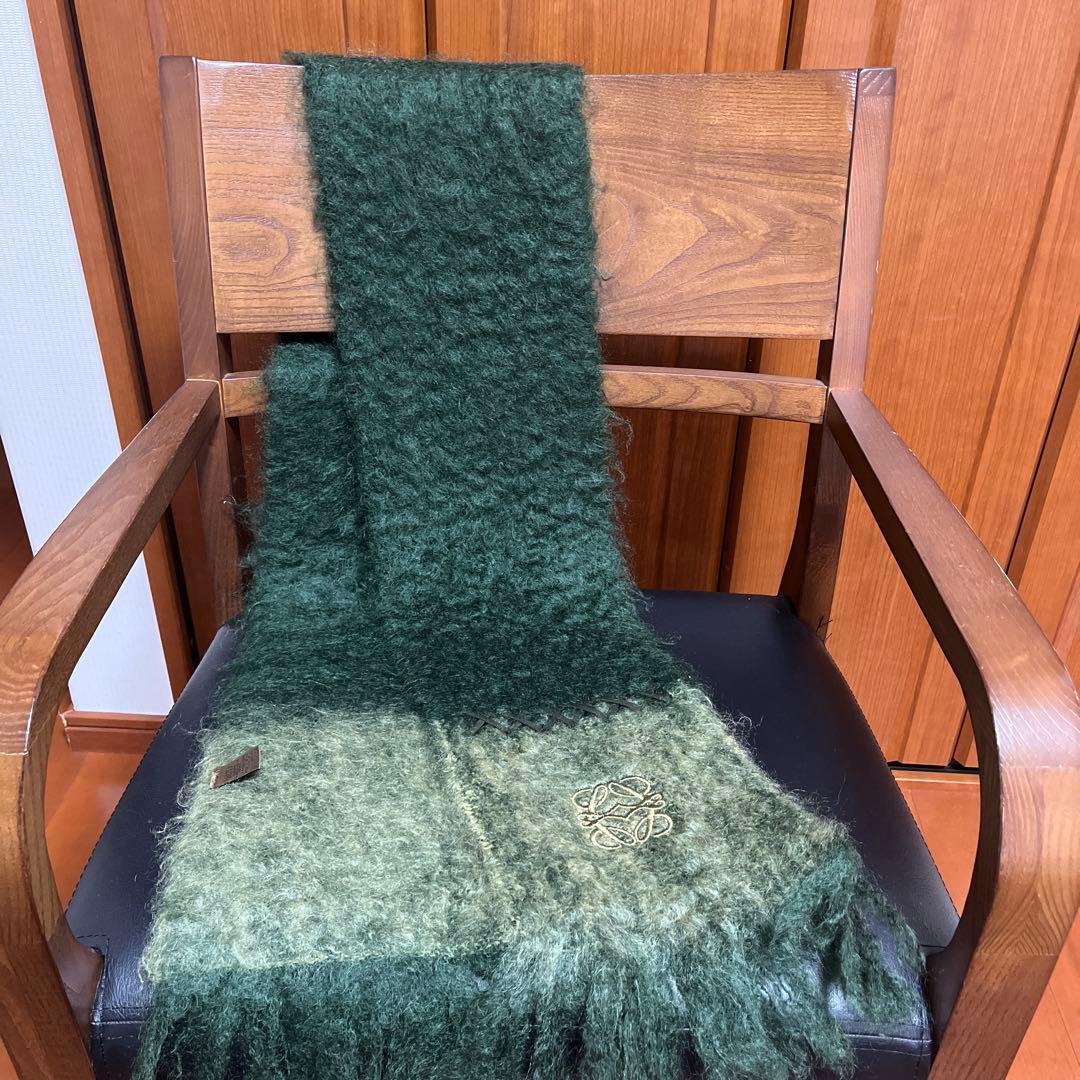 LOEWE アナグラム刺繍 マフラー　グリーン　ロエベ