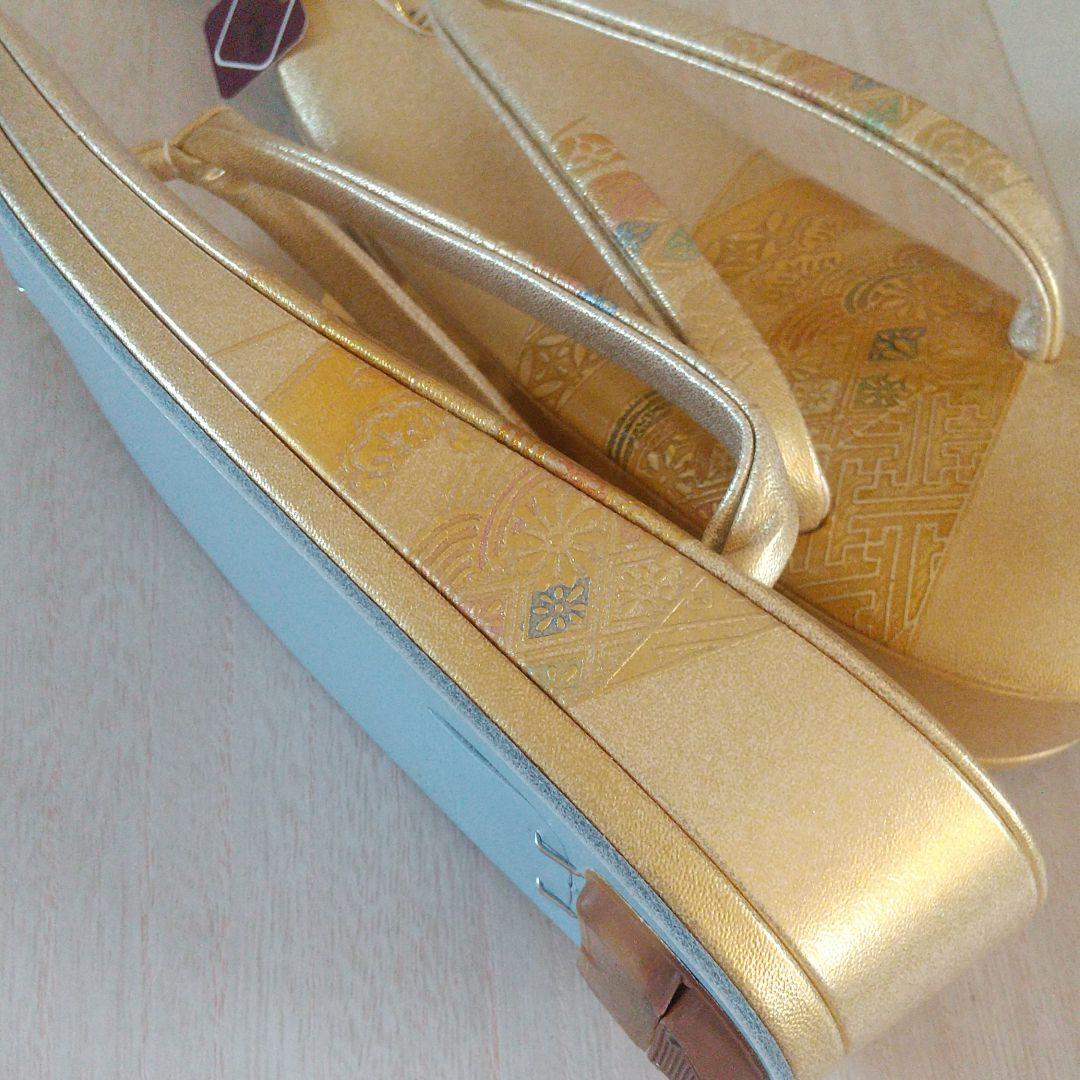 草履 と バッグ のセット 金色 木箱入り 送料込み　　未使用品