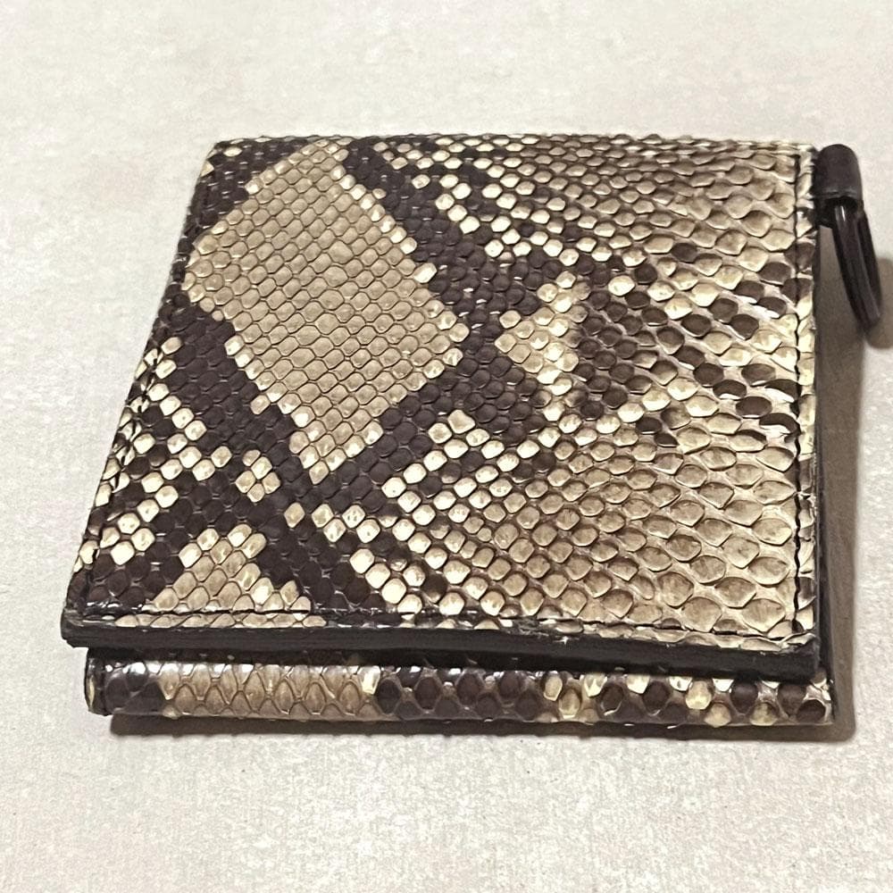 美品 ラウンジリザード パイソン 二つ折り 財布 キーリング付き リアルレザー
