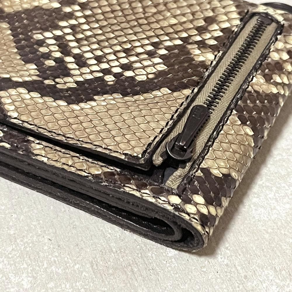 美品 ラウンジリザード パイソン 二つ折り 財布 キーリング付き リアルレザー