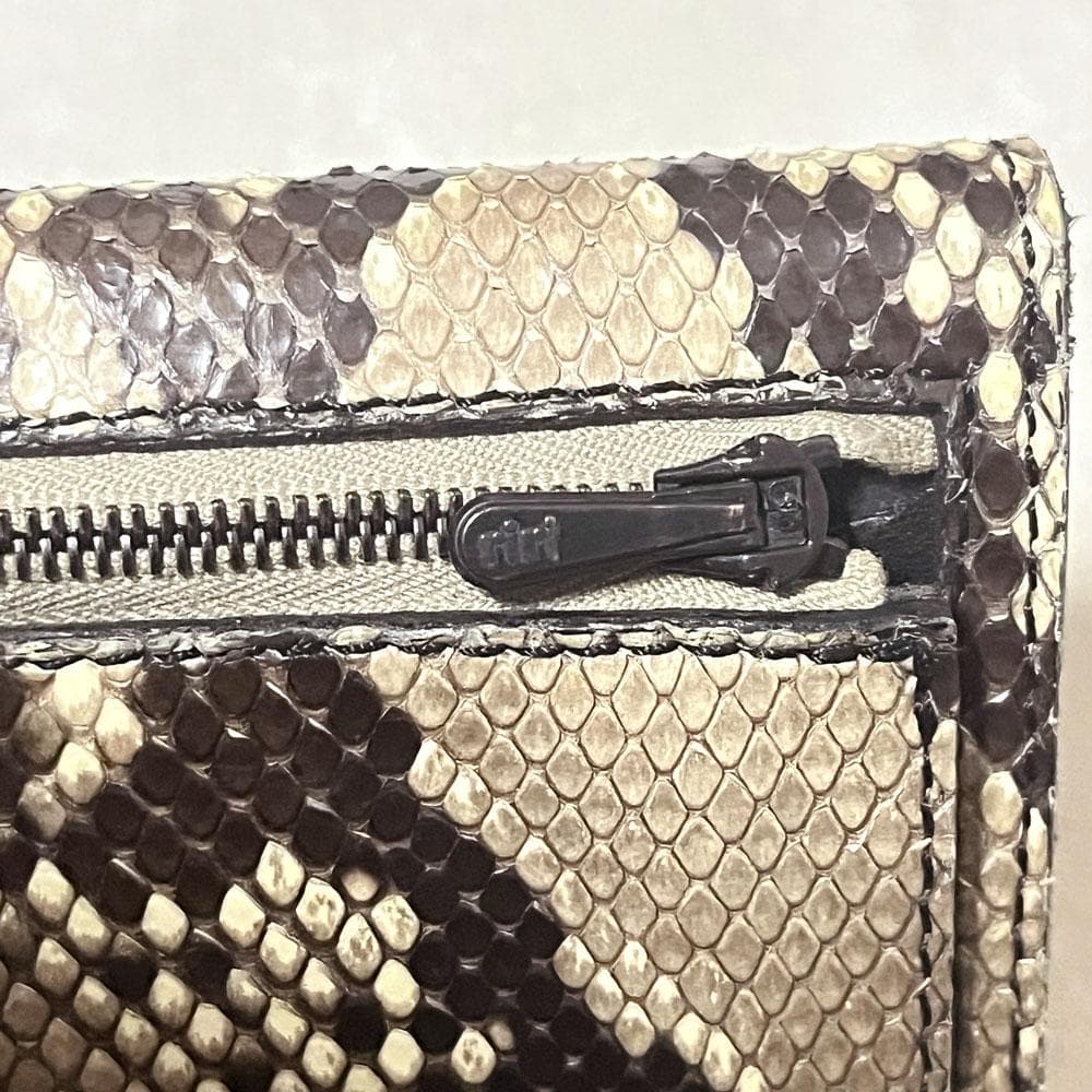 美品 ラウンジリザード パイソン 二つ折り 財布 キーリング付き リアルレザー