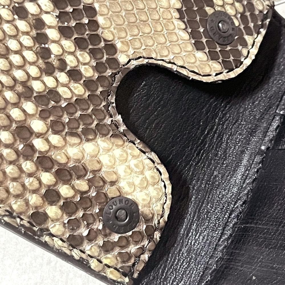 美品 ラウンジリザード パイソン 二つ折り 財布 キーリング付き リアルレザー