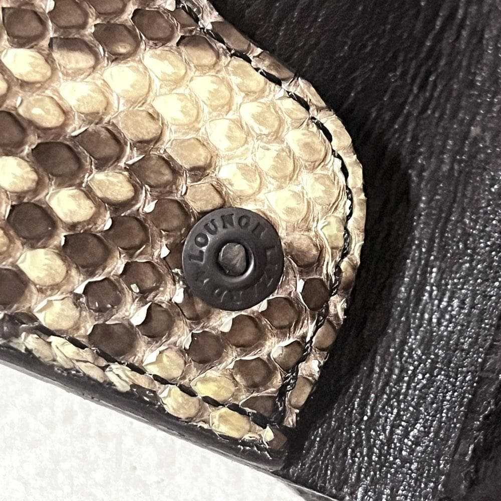 美品 ラウンジリザード パイソン 二つ折り 財布 キーリング付き リアルレザー