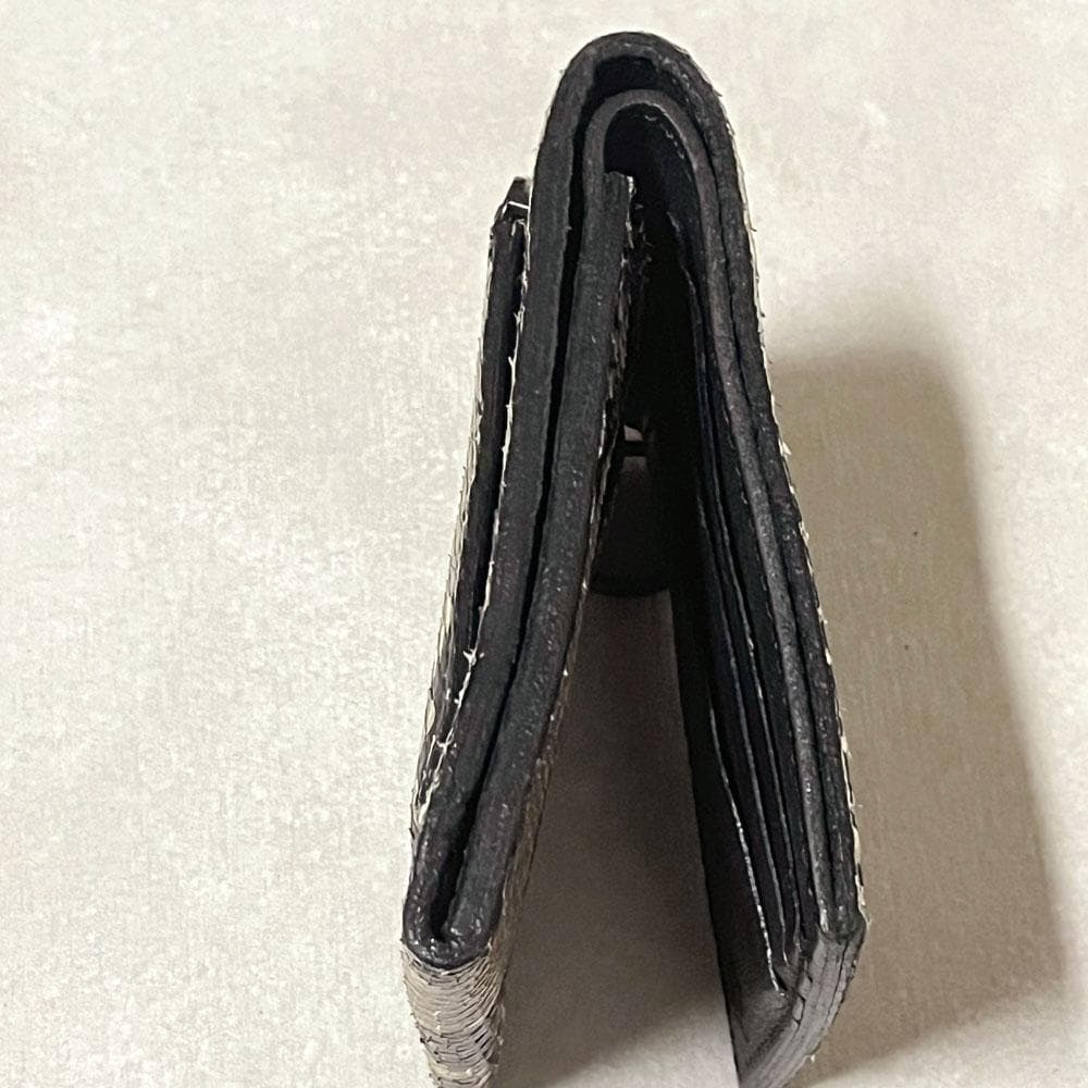 美品 ラウンジリザード パイソン 二つ折り 財布 キーリング付き リアルレザー