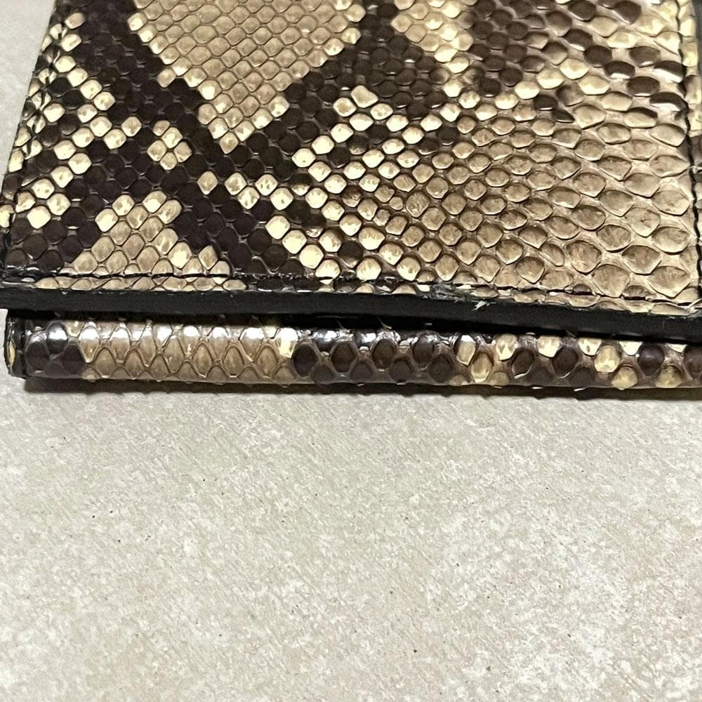 美品 ラウンジリザード パイソン 二つ折り 財布 キーリング付き リアルレザー