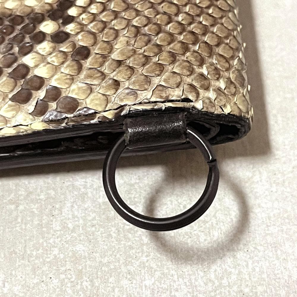 美品 ラウンジリザード パイソン 二つ折り 財布 キーリング付き リアルレザー