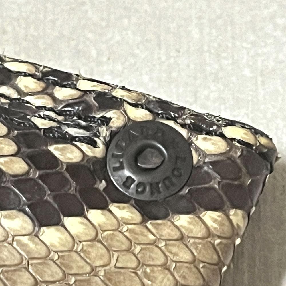 美品 ラウンジリザード パイソン 二つ折り 財布 キーリング付き リアルレザー