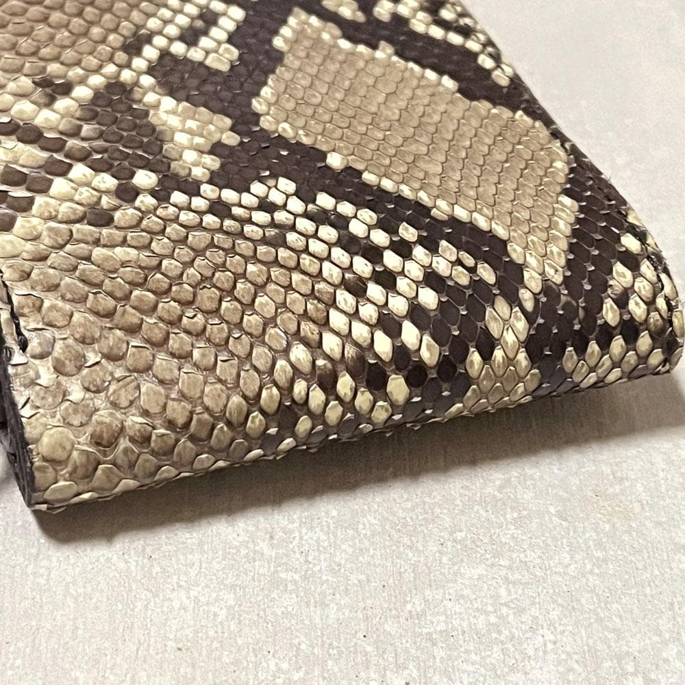 美品 ラウンジリザード パイソン 二つ折り 財布 キーリング付き リアルレザー