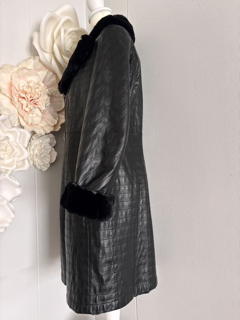 極美品✨三京商会 ラムレザー×レッキスファー リバーシブルコート 42 XL 黒