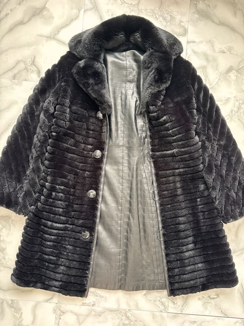 極美品✨三京商会 ラムレザー×レッキスファー リバーシブルコート 42 XL 黒