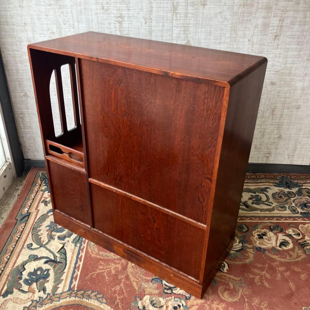 昭和レトロ 無垢材 茶箪笥 茶棚 ガラス戸 サイドボード 古家具 古民家 古道具