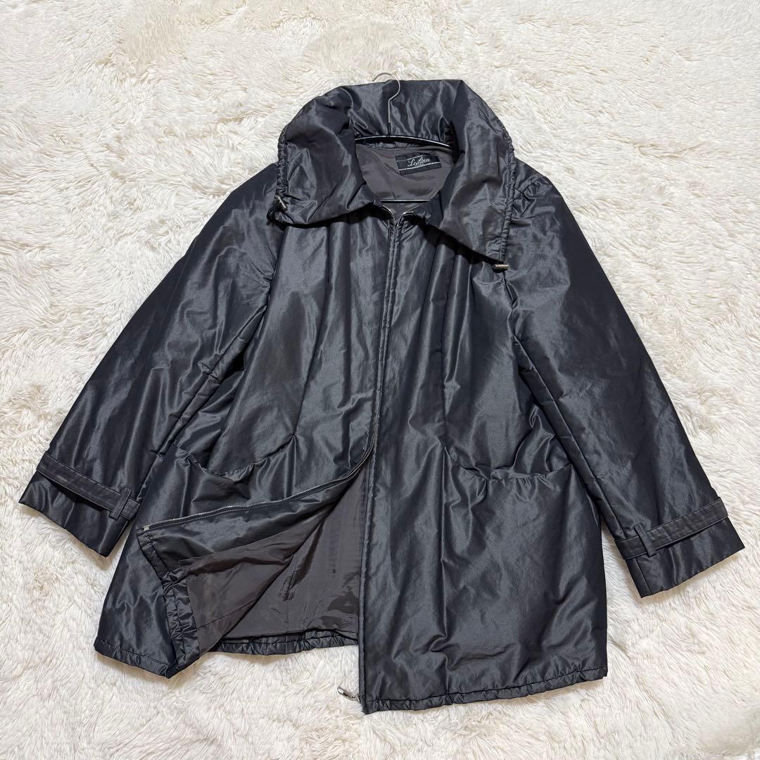 Leilian ブラック ロングコート　17号＋サイズ　Aライン　大きいサイズ