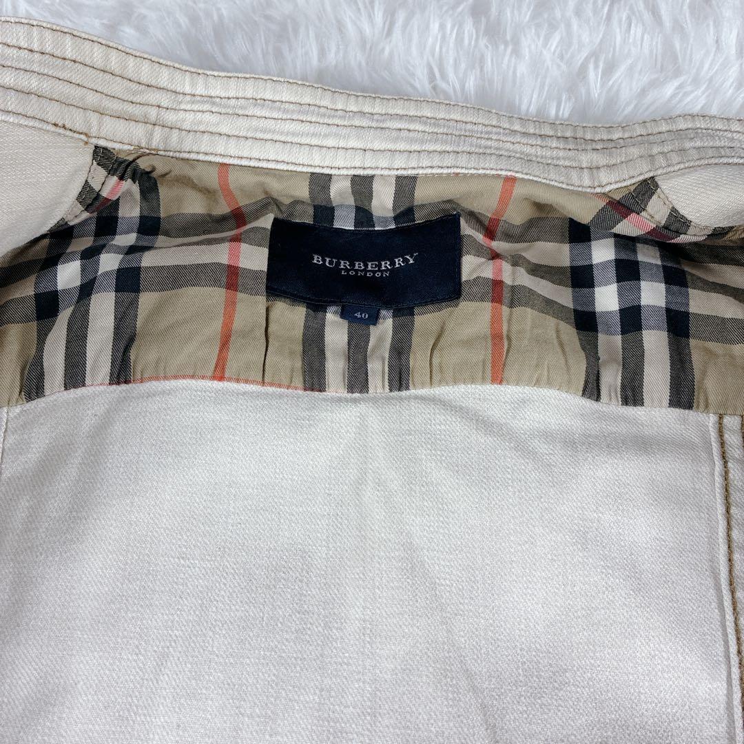 未使用級 バーバリーロンドン デニムジャケット ノバチェック ホワイト