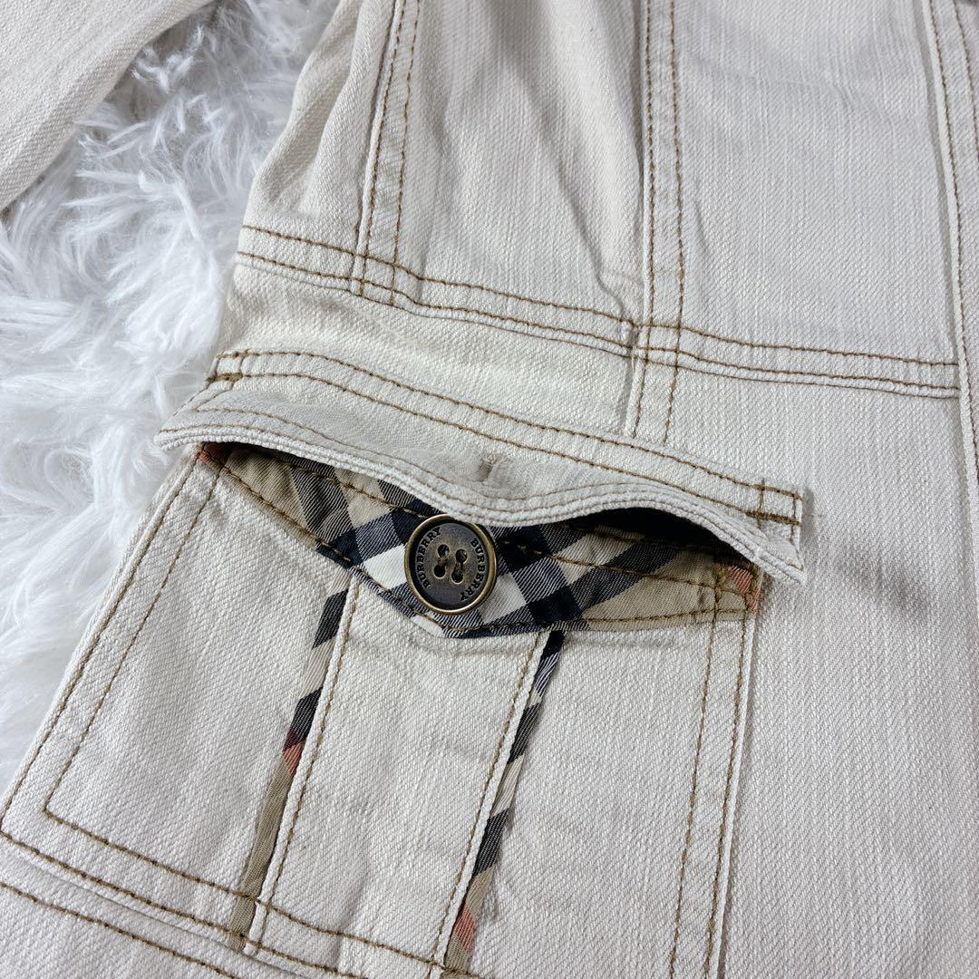 未使用級 バーバリーロンドン デニムジャケット ノバチェック ホワイト