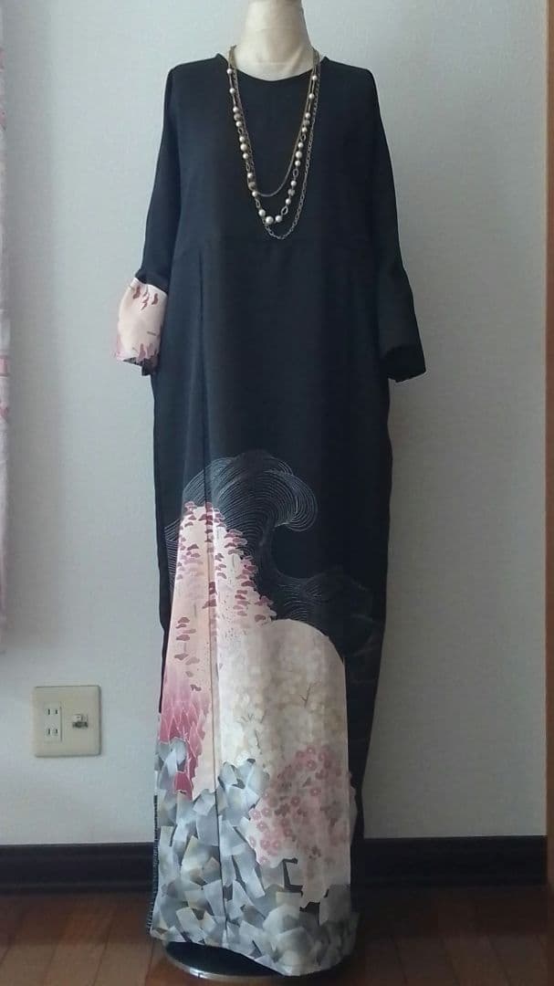 着物リメイクワンピース留袖ドレス春山