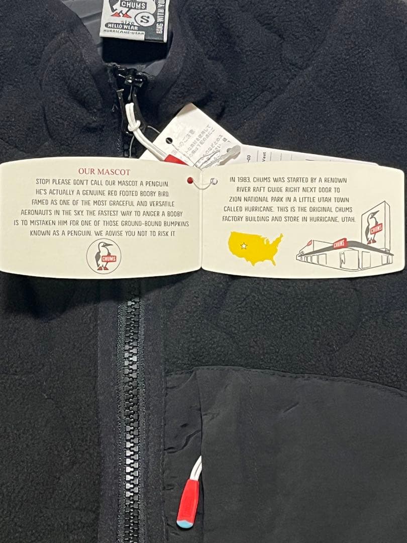 新品タグ付き【CHUMS 】S サイズ◇Booby Stitch フリースベスト