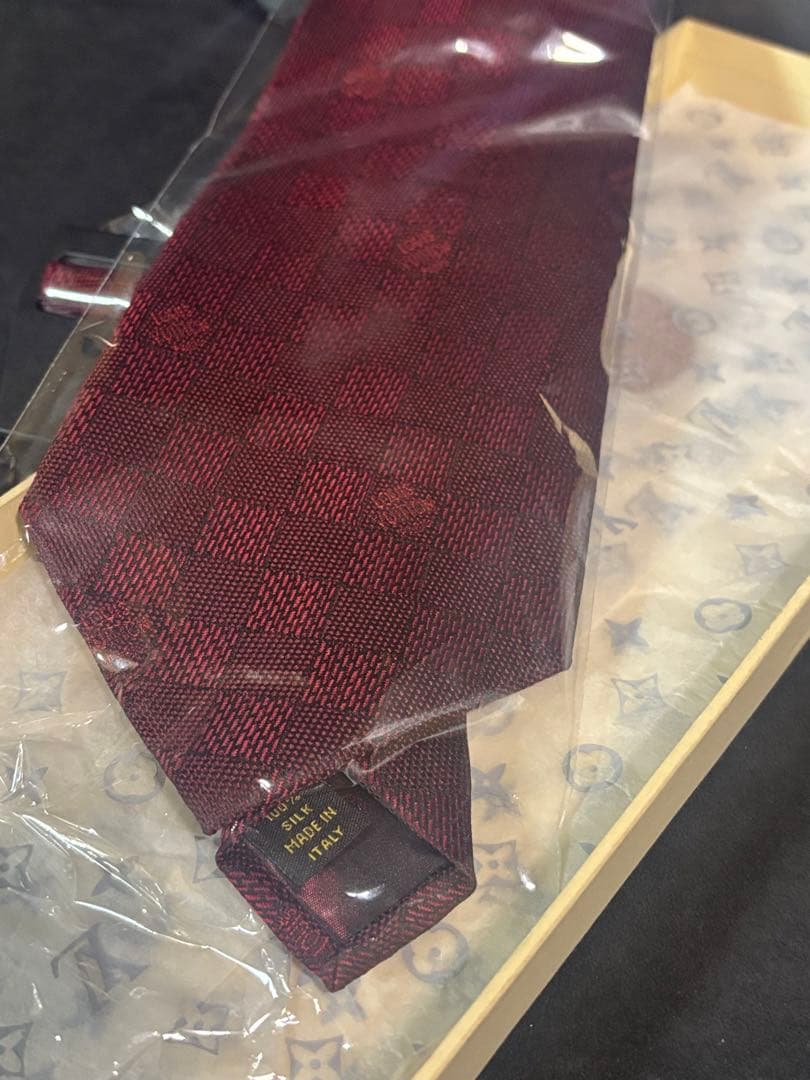 LOUIS VUITTON ネクタイ 赤系 ダミエ柄 未使用