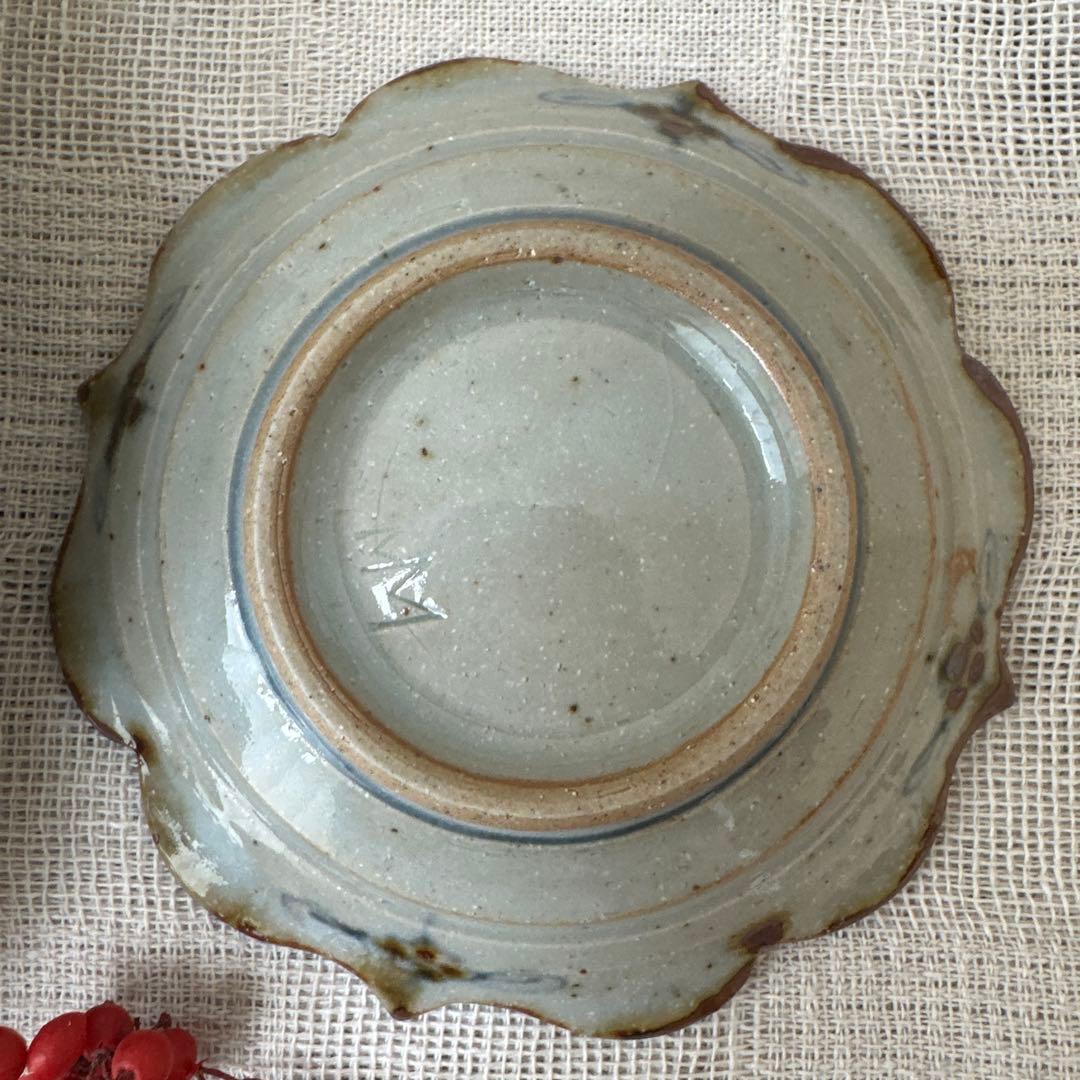 mayumin 陶房遊 7.8寸 5.5寸 輪花リム皿 錆青新品未使用