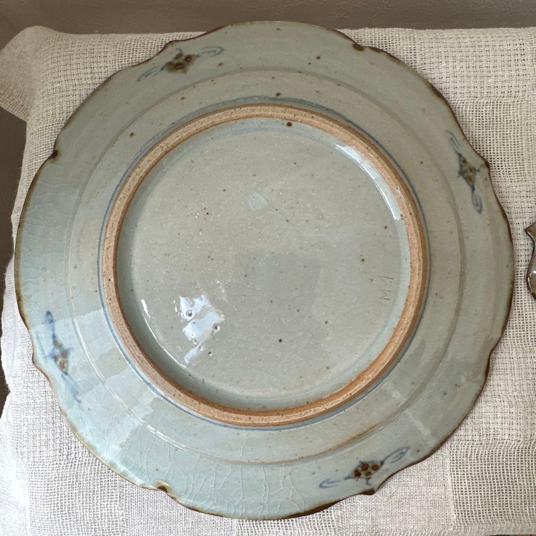 mayumin 陶房遊 7.8寸 5.5寸 輪花リム皿 錆青新品未使用