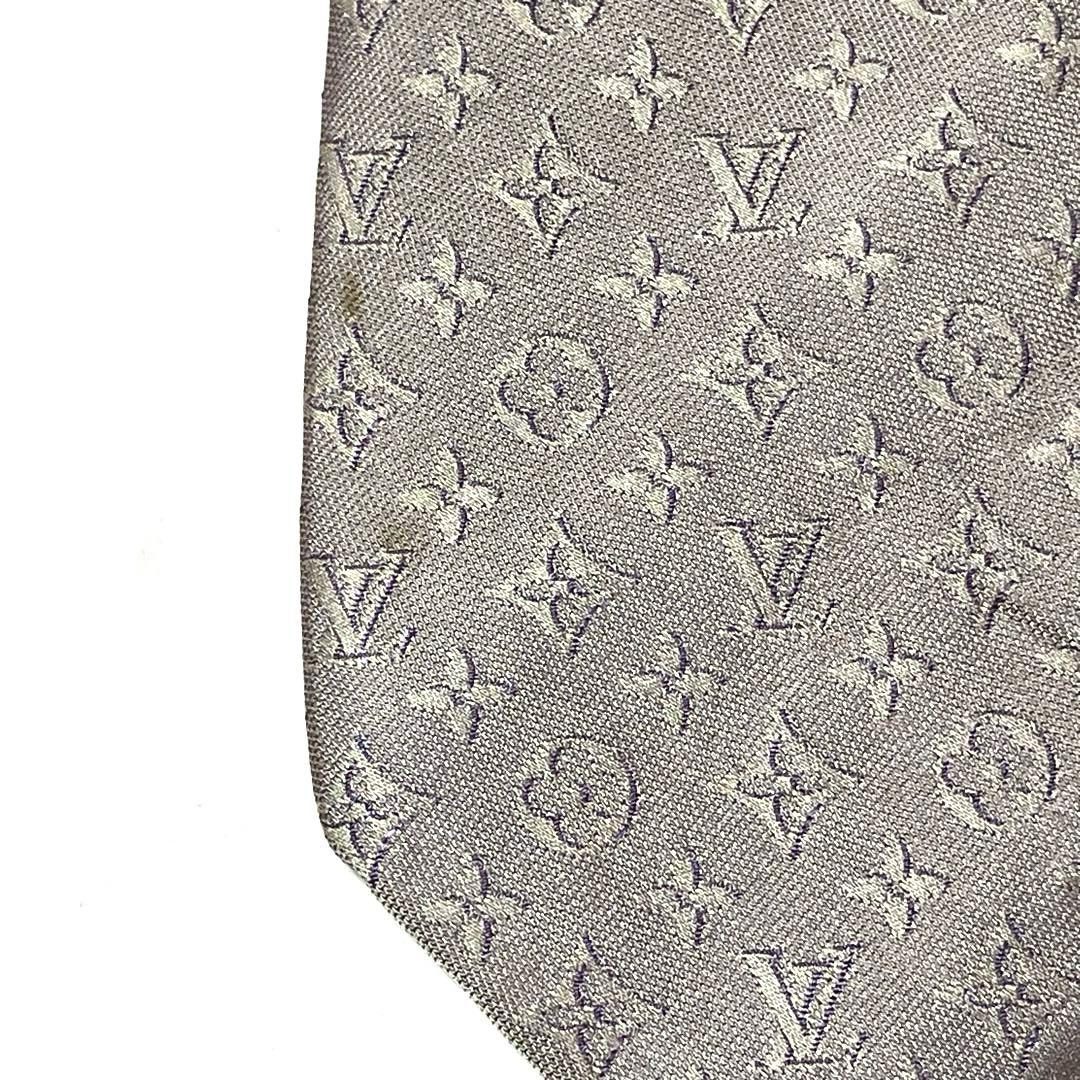 LOUIS VUITTON ルイヴィトン ネクタイ メンズ シルバー 光沢 LV