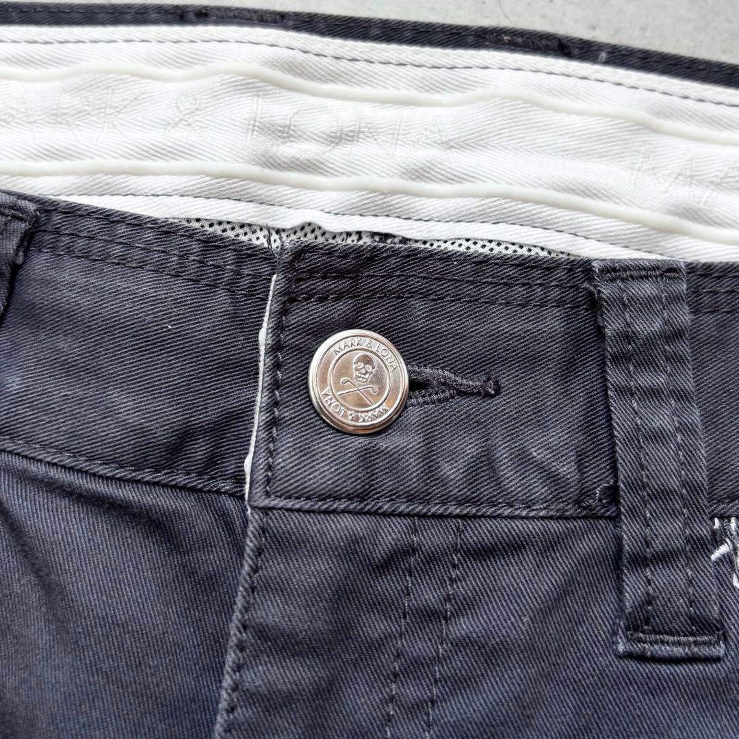 MARK&LONA マークアンドロナ ストレッチロングパンツ 刺繍 ロゴ M