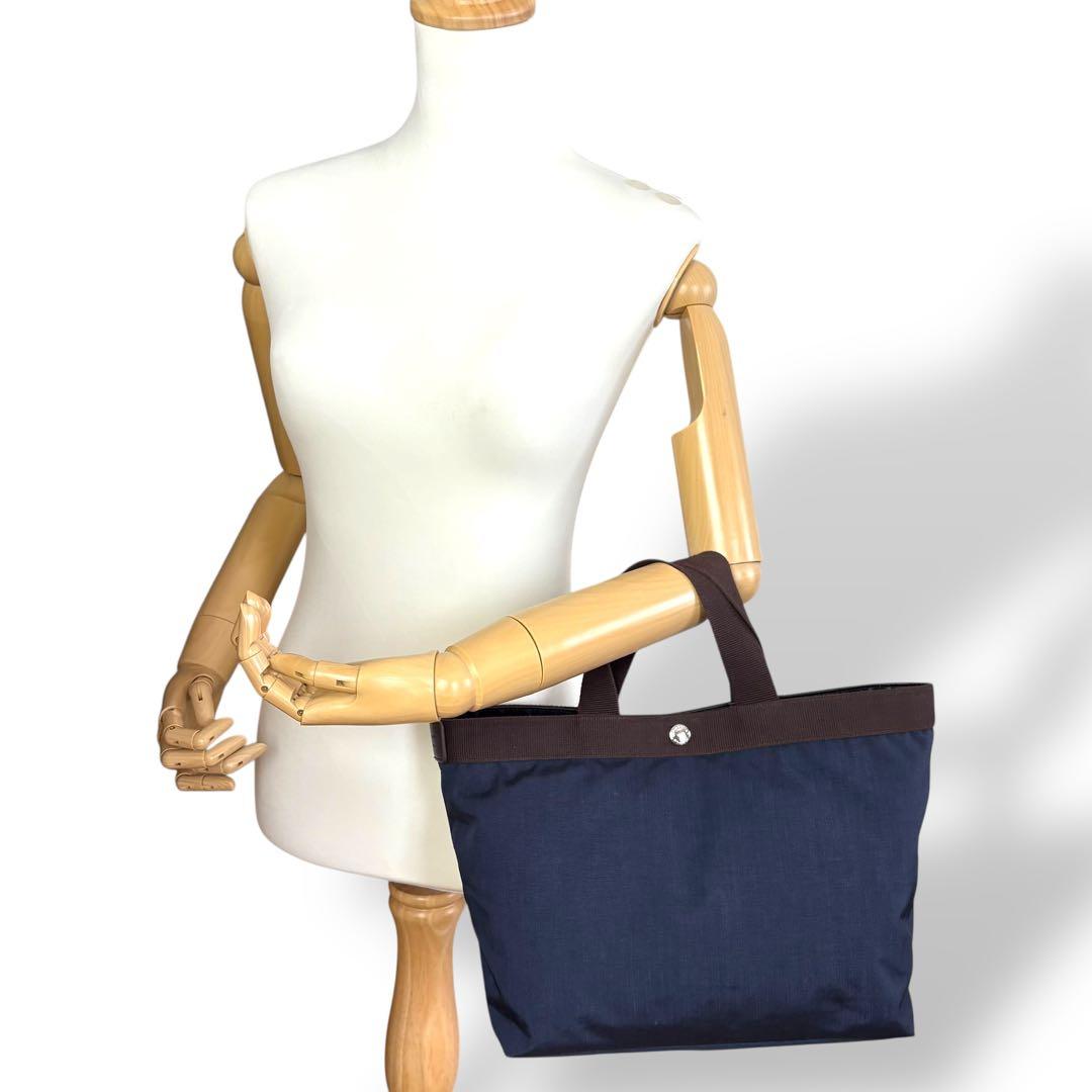 エルベシャプリエ ハンドバッグ 舟形 トートバッグ ナイロン ネイビー