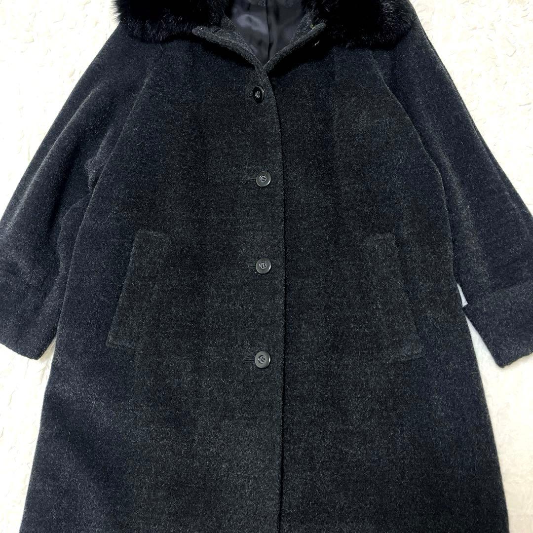 極美品　THE SCOTCH HOUSE ロングコート ファー　モヘヤ　グレー