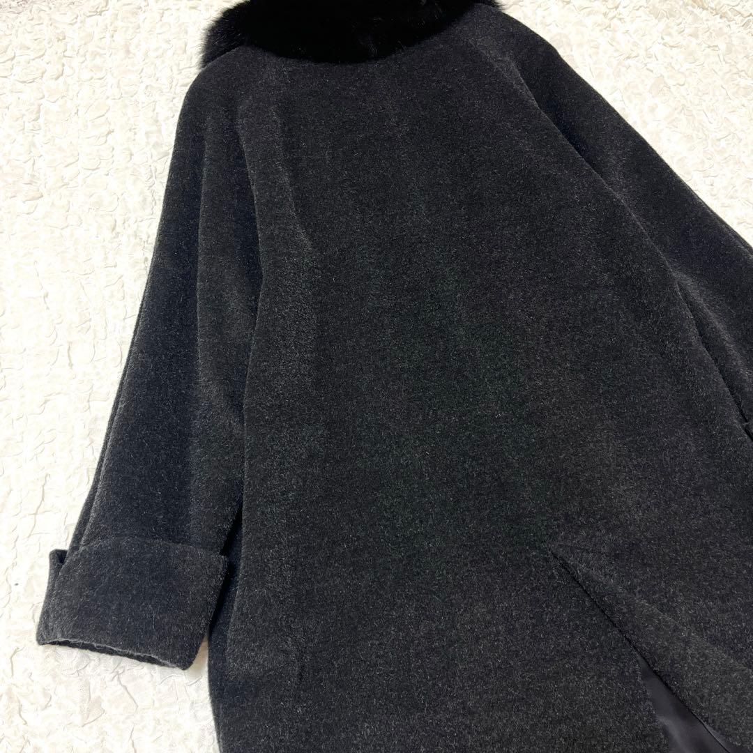 極美品　THE SCOTCH HOUSE ロングコート ファー　モヘヤ　グレー