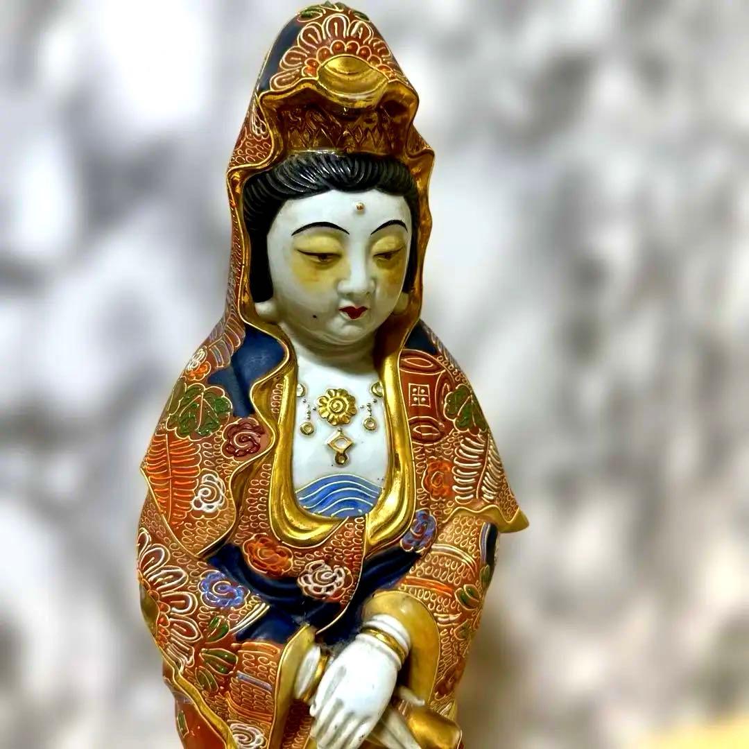 あ*し様 九谷焼　観音菩薩　金彩　骨董品　美術置物　仏像　期間限定値引き