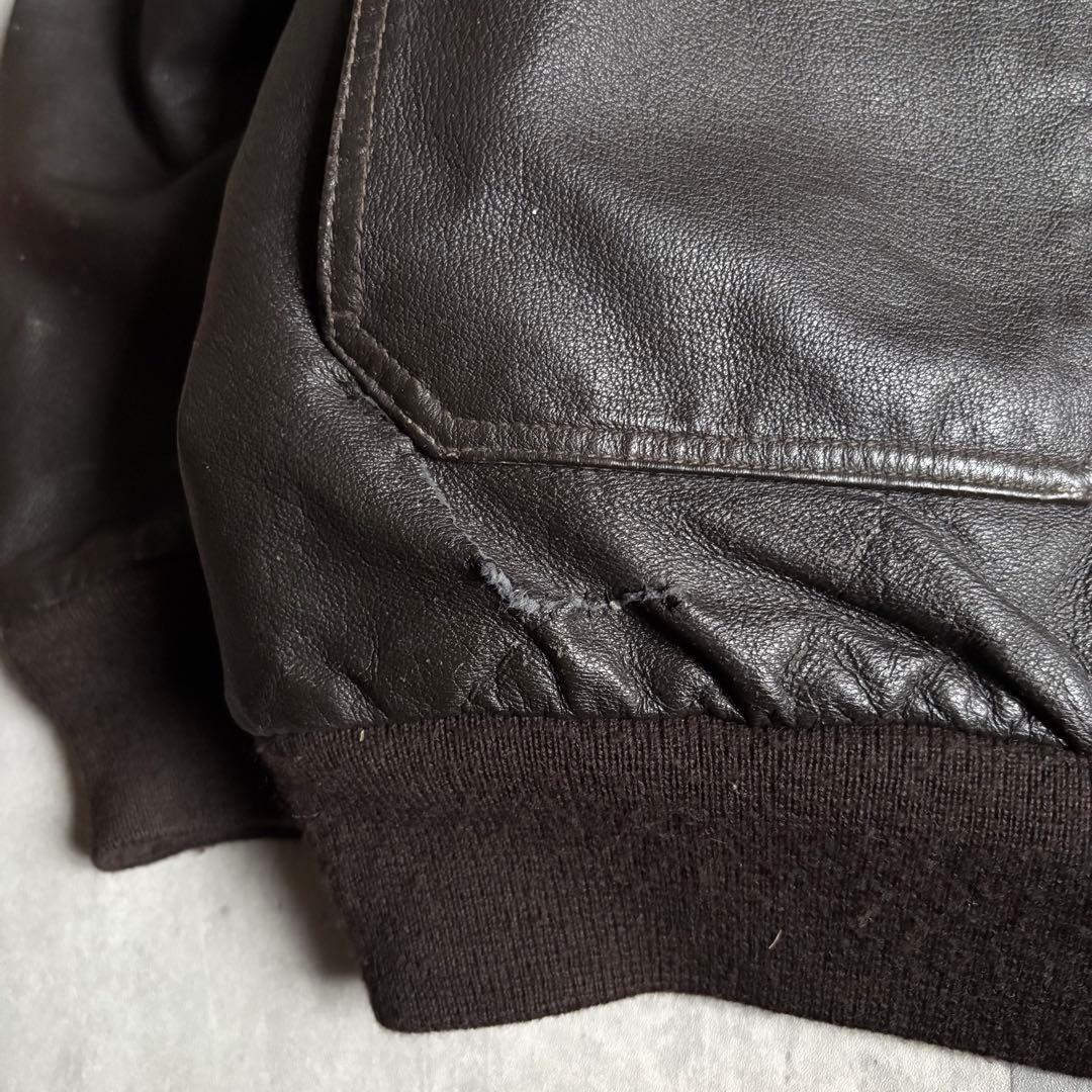 【90s US NAVY】G-1 フライトジャケット　本革　襟ボア　短丈　古着