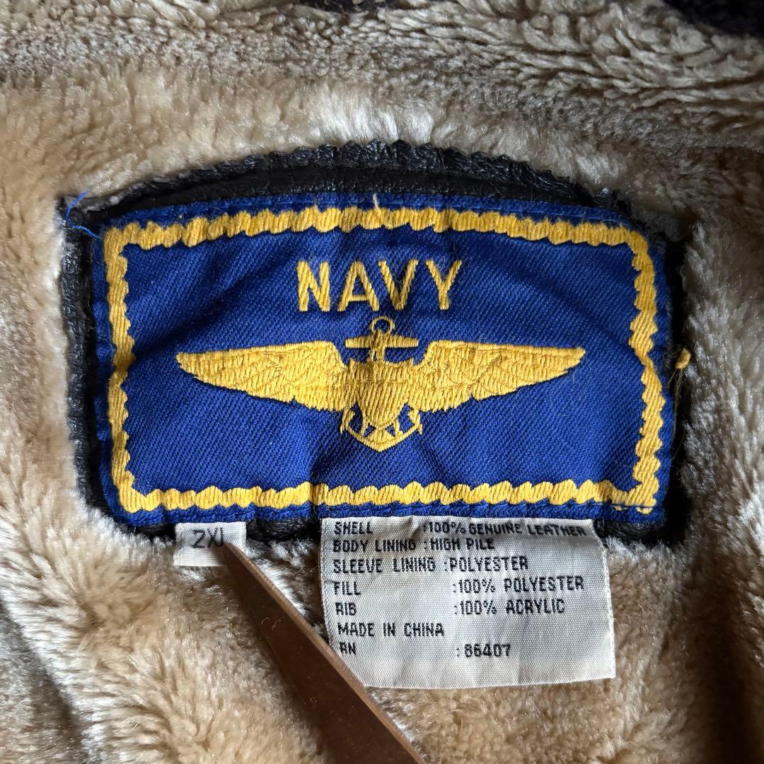 【90s US NAVY】G-1 フライトジャケット　本革　襟ボア　短丈　古着