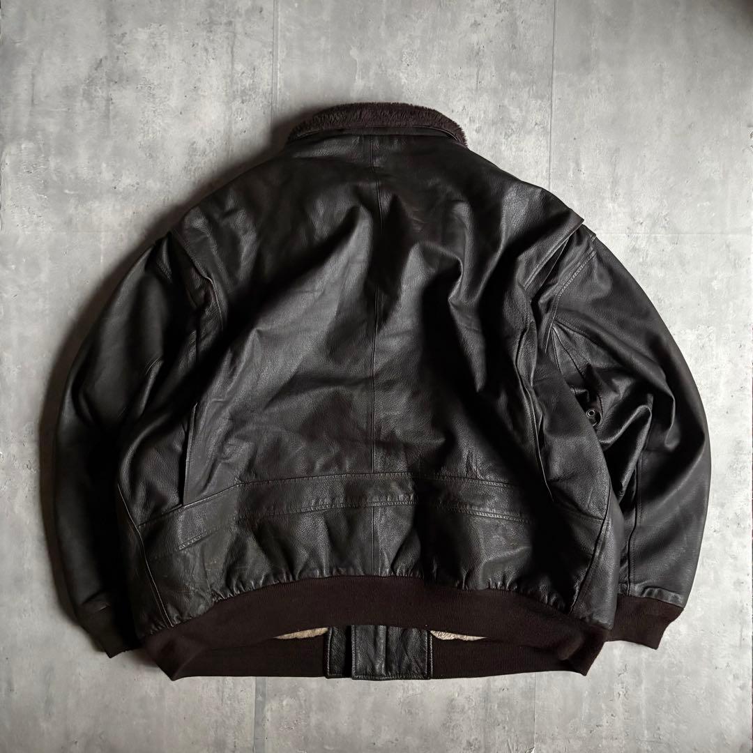 【90s US NAVY】G-1 フライトジャケット　本革　襟ボア　短丈　古着