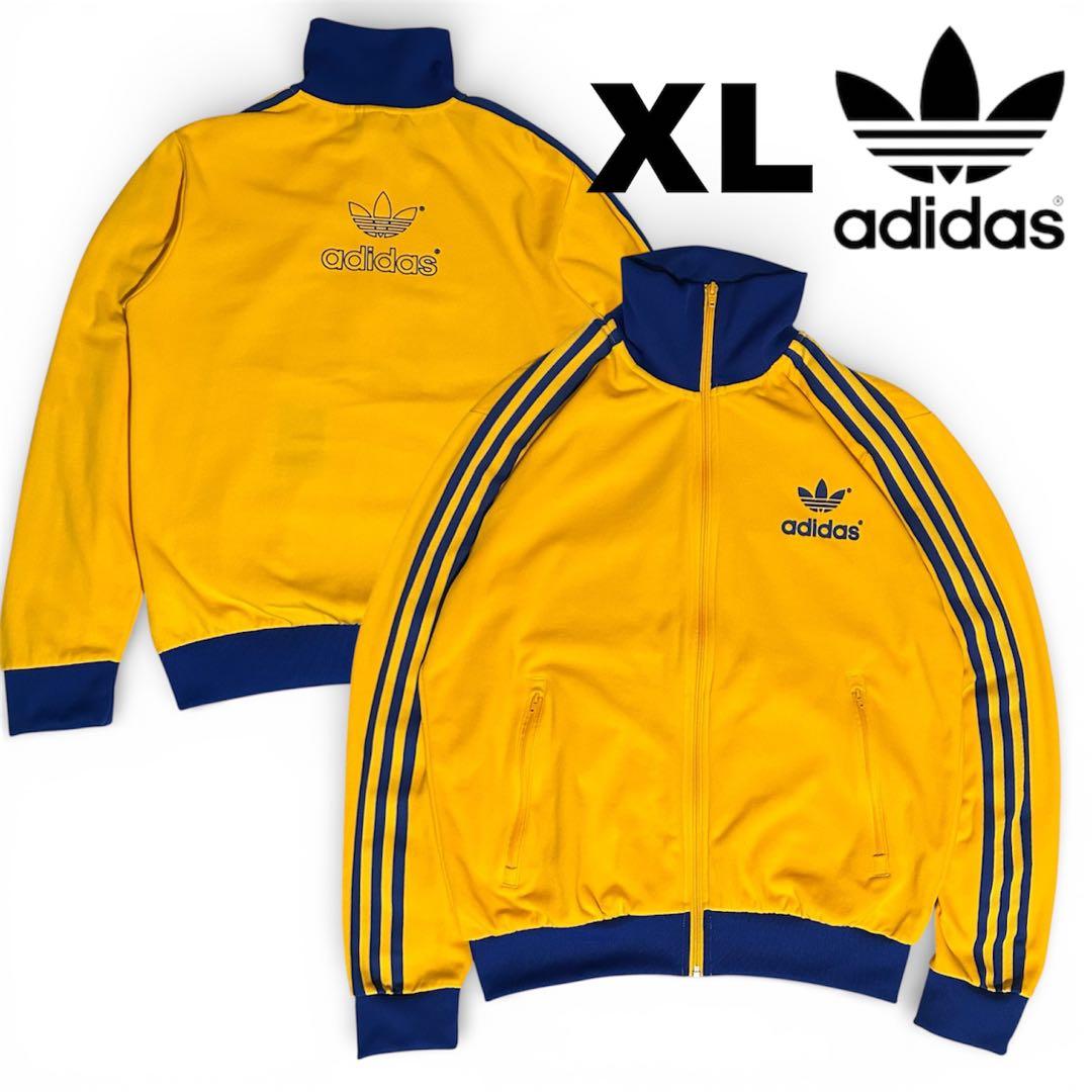 【超美品】adidasトラックジャケット イエロー ネイビー　XL 70s 復刻