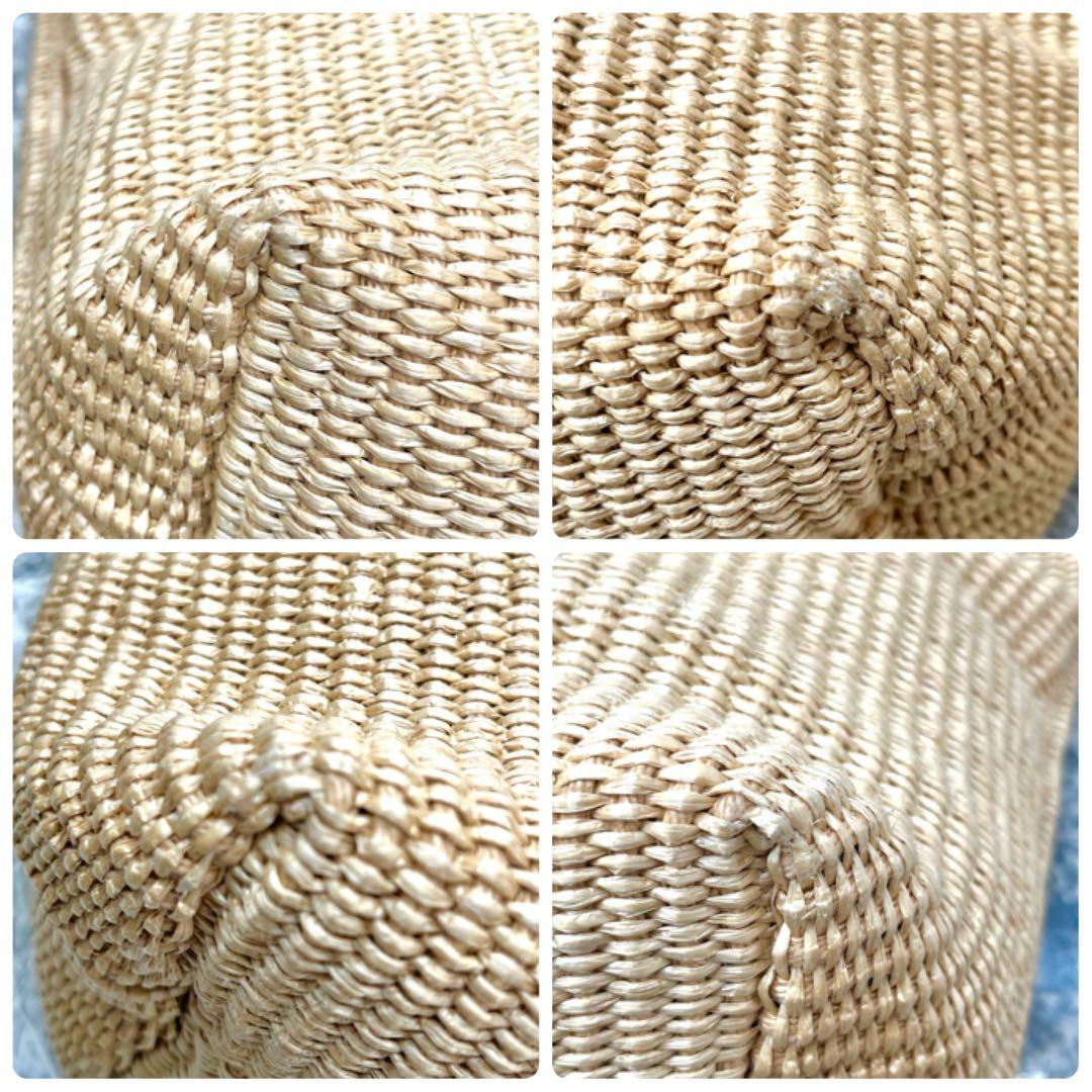 美品✨ マルコマージ 雑材 トートバッグ ラフィア風 ストロー ブラック A4