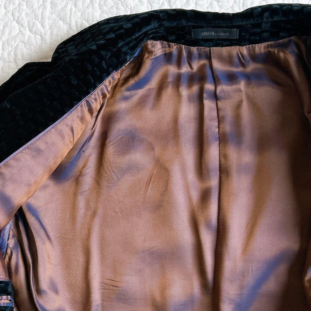 希少✨ アルマーニ テーラードジャケット ベロア ベルベット 格子柄 46