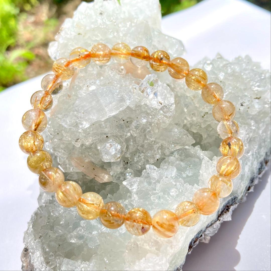 ★驚きの半額【ヴィーナスの髪】ルチルクォーツ 天然石 ブレスレット