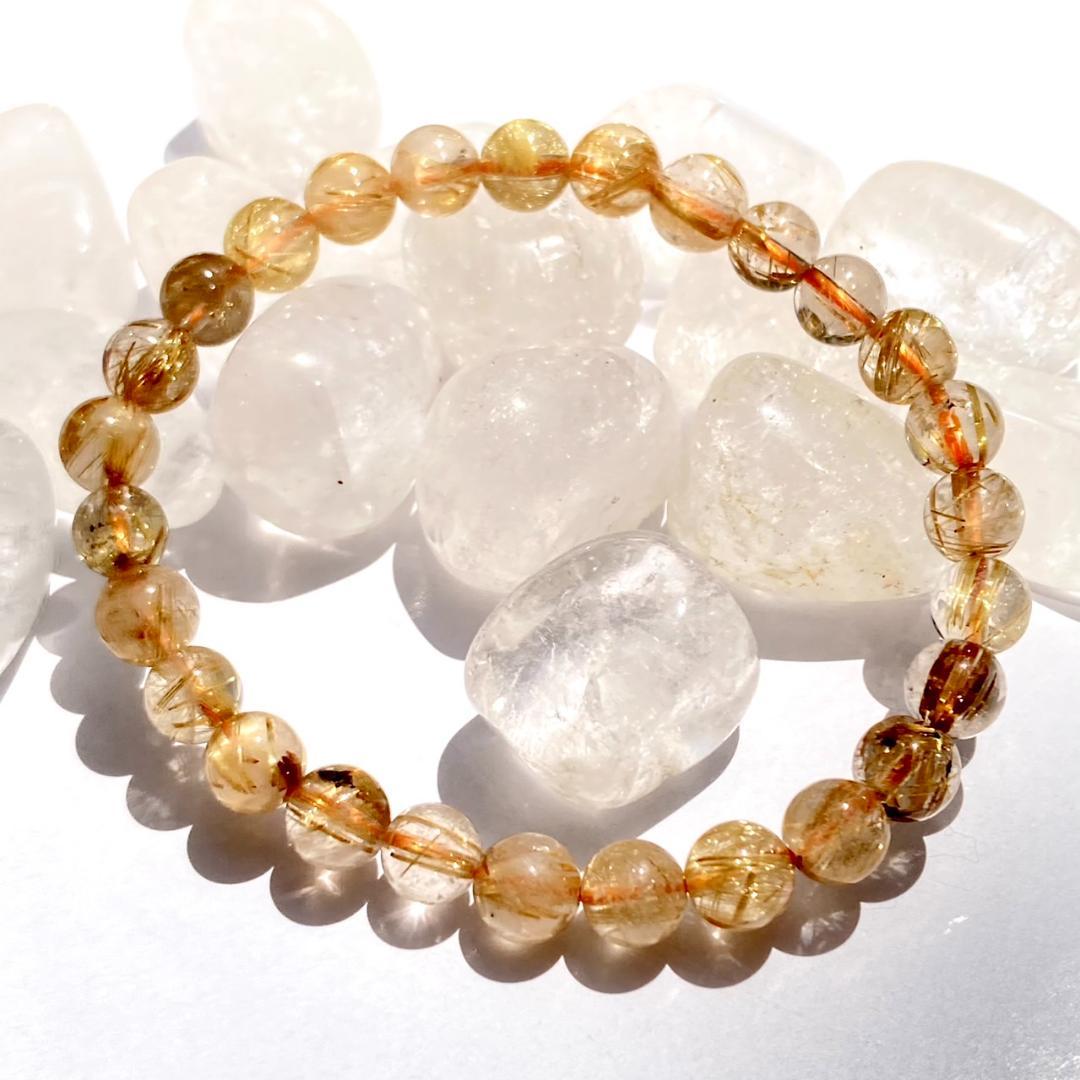 ★驚きの半額【ヴィーナスの髪】ルチルクォーツ 天然石 ブレスレット