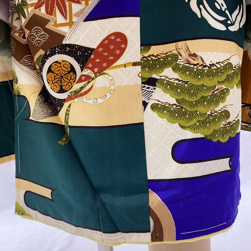 509ab17◎七五三 三歳 男の子 セミアンティーク着物&被布 レトロ 古典◎