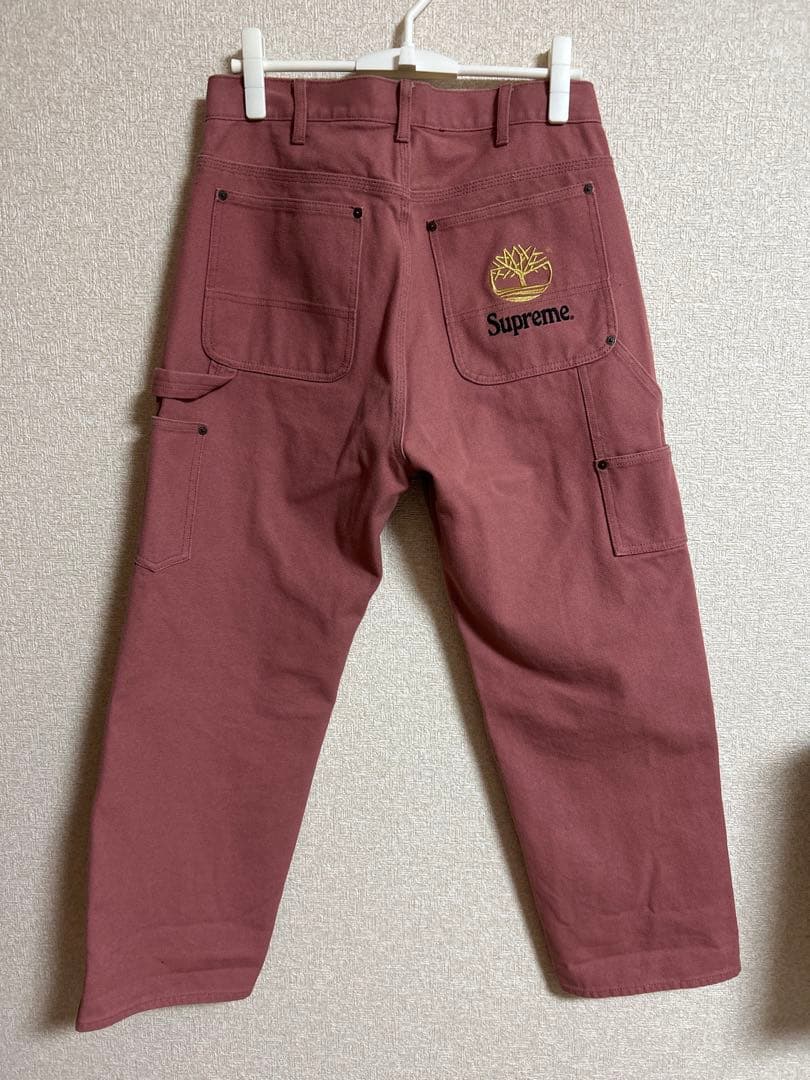 supreme timberland ダブルニー　ワークパンツ　ピンク　W30