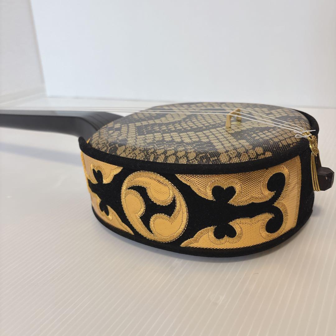 【美品】初心者セット 沖縄三線 三味線 人工革 蛇 ヘビ 入門 民族楽器 弦楽器