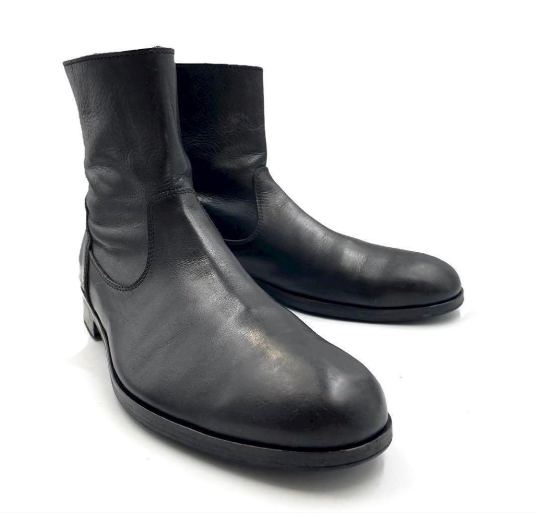 《超美品》PADRONE パドローネ バックジップ ブーツ 本革 黒系 40