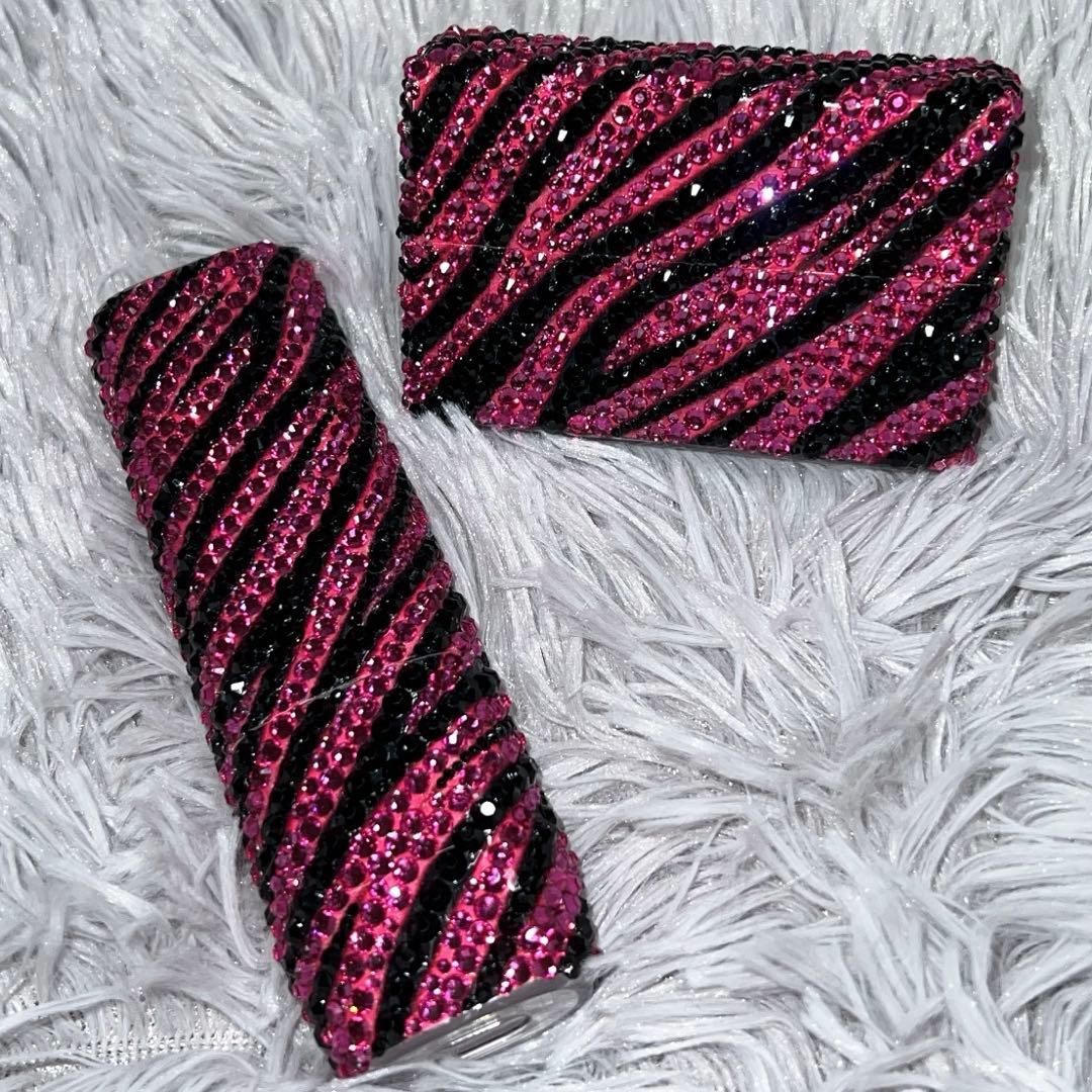 IQOSイルマワン　ヒートスティック　デコケース　ピンク　ゼブラ　2点セット