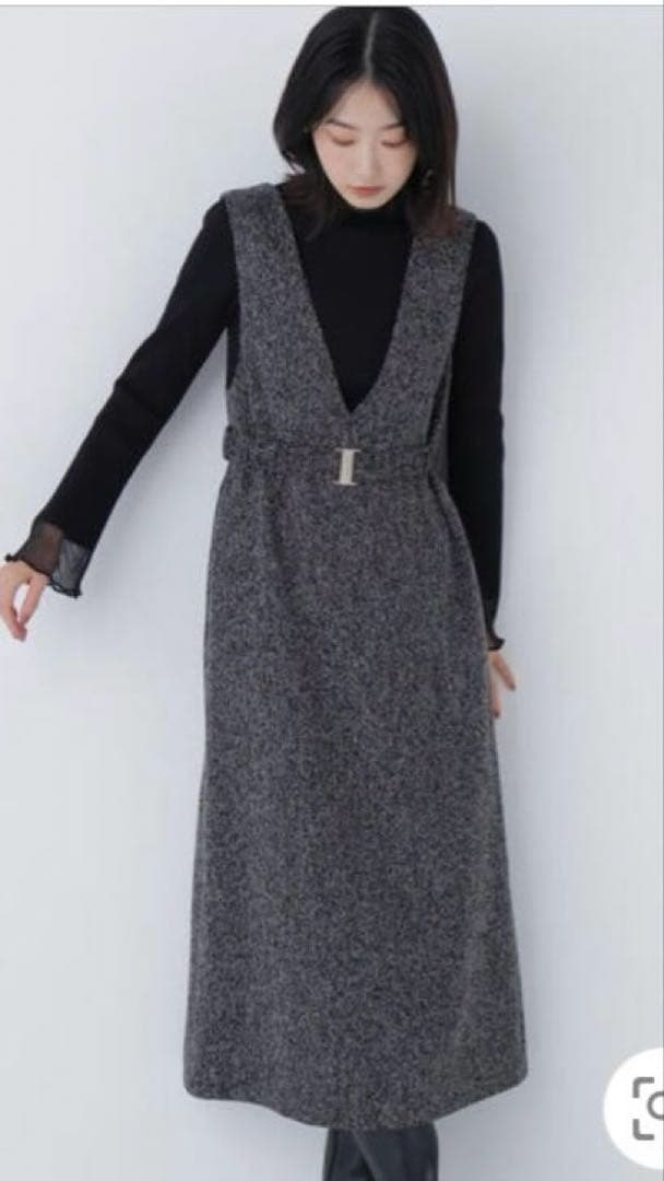 【新品未使用】ジャンパースカート ベルト付Ｖネックジャンスカ　PSサイズ