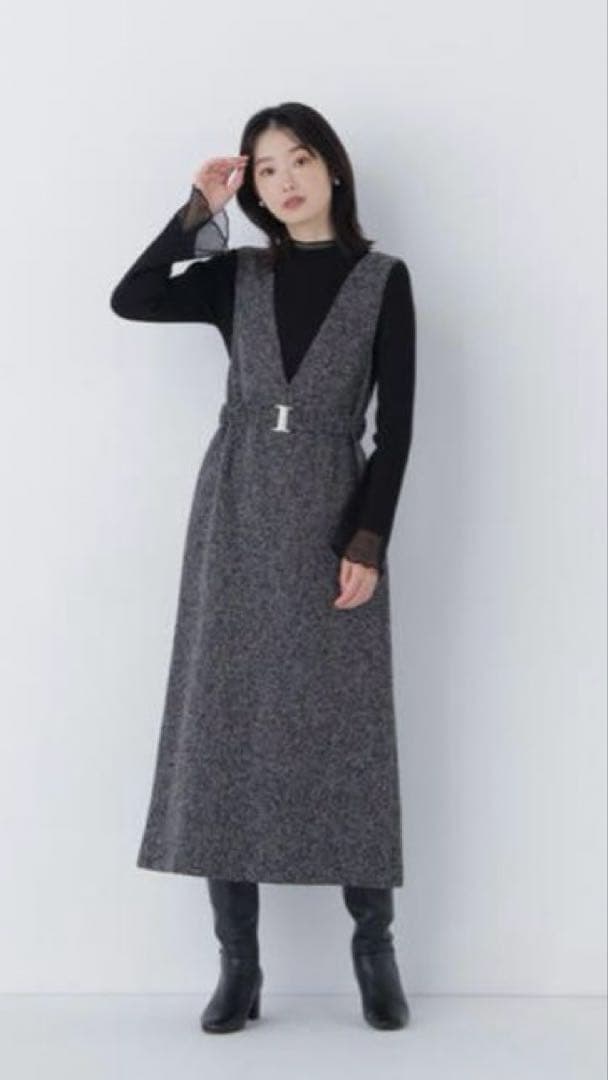 【新品未使用】ジャンパースカート ベルト付Ｖネックジャンスカ　PSサイズ