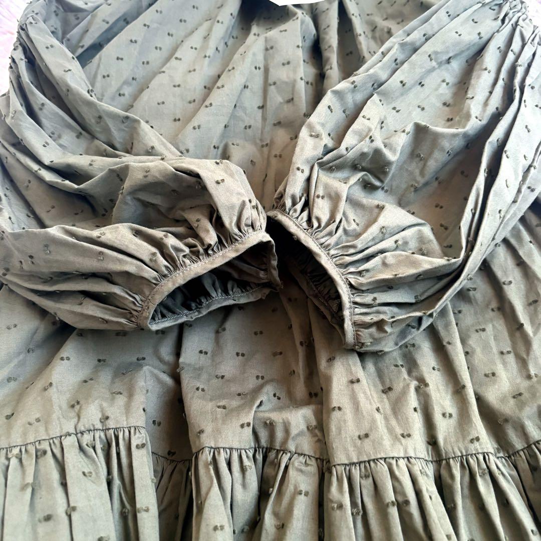 未使用タグ付 Uhr ドットボリュームチュニック オリーブ